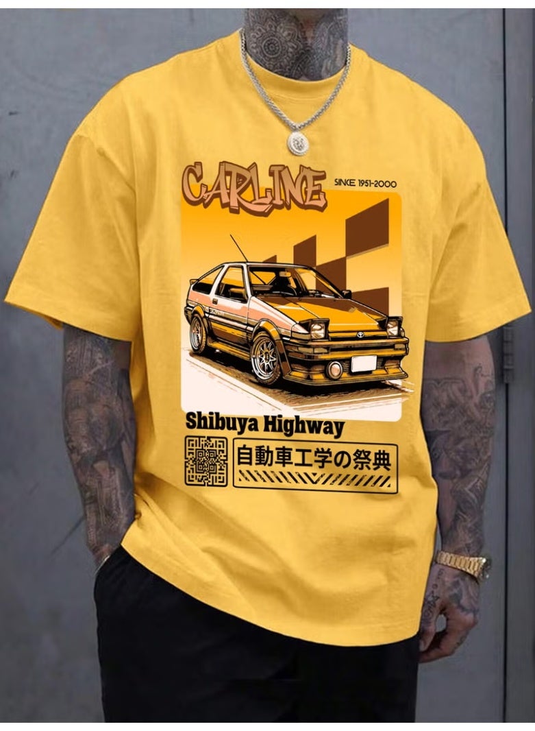 DogFish Printed Oversize Yellow T-Shirt - Image 3
